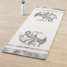 Jogalmatte aus grauem und weißem Wilddrachen