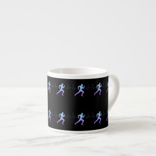 Joggen - Silhouette der Runners mit Heartbeat Blac Espressotasse