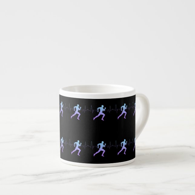 Joggen - Silhouette der Runners mit Heartbeat Blac Espressotasse (Vorderseite Rechts)