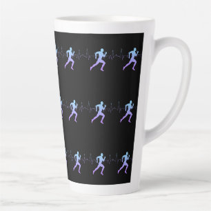 Joggen - Silhouette der Runners mit Heartbeat Milchtasse