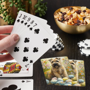 Jogger-Hund mit Ostereiern Spielkarten