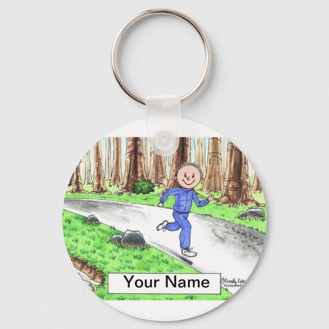Jogger - Männlicher Cartoon von PrintedPerfection. Schlüsselanhänger (Vorderseite)
