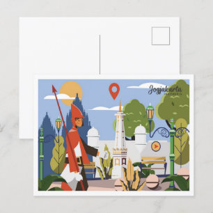Jogjakarta Indonesien Reiseort Illustration Postkarte