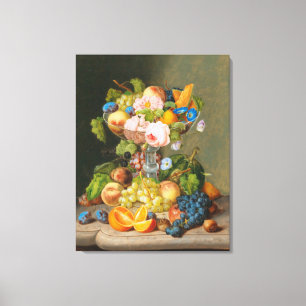 Johann Geo Seitz Still Life mit Blume und Obst Leinwanddruck