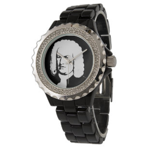 Johann Sebastian Bach abstrakt in Schwarz und weiß Armbanduhr