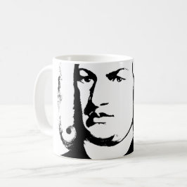 Johann Sebastian Bach abstrakt in Schwarz und weiß Kaffeetasse