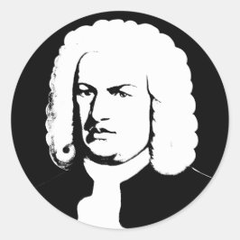 Johann Sebastian Bach abstrakt in Schwarz und weiß Runder Aufkleber
