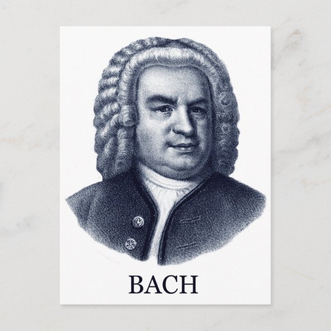 Johann Sebastian Bach, blau Postkarte (Vorderseite)