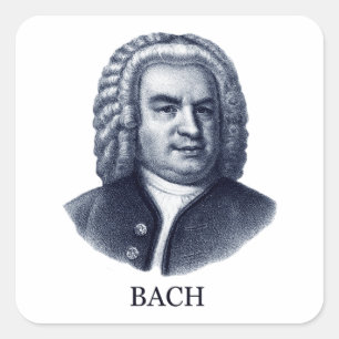 Johann Sebastian Bach, blau Quadratischer Aufkleber
