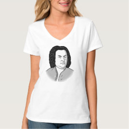 Johann Sebastian Bach Cartoon in schwarz weiß grau T-Shirt