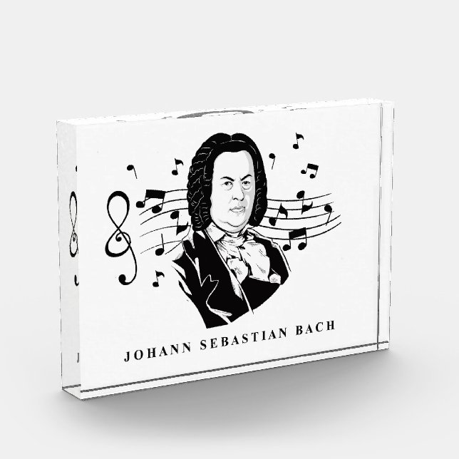 Johann Sebastian Bach Portrait and Bust with Notes Fotoblock (Links)