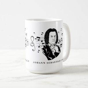 Johann Sebastian Bach Portrait and Bust with Notes Kaffeetasse
