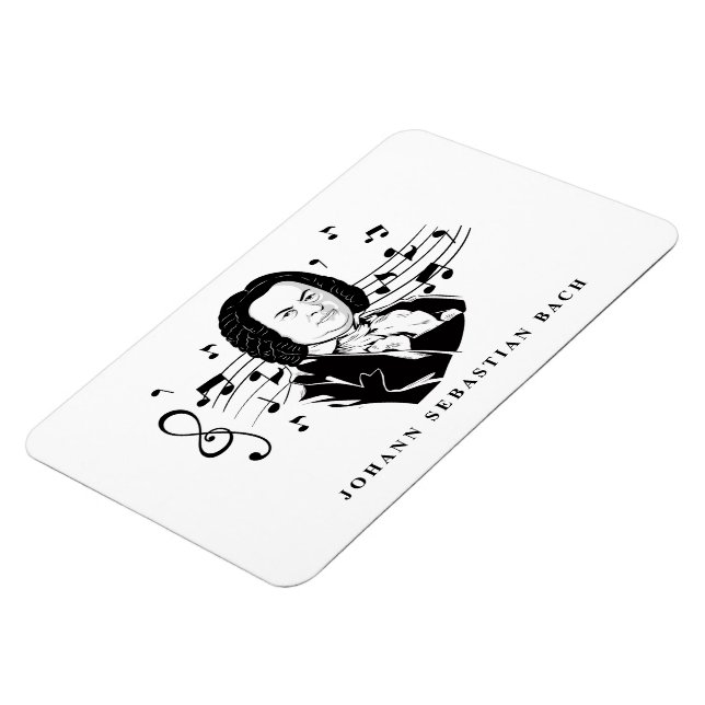 Johann Sebastian Bach Portrait and Bust with Notes Magnet (Linke Seite)