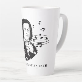 Johann Sebastian Bach Portrait and Bust with Notes Milchtasse