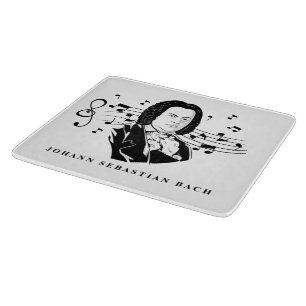 Johann Sebastian Bach Portrait and Bust with Notes Schneidebrett