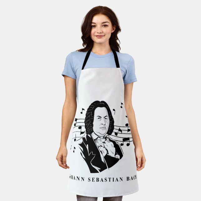 Johann Sebastian Bach Portrait and Bust with Notes Schürze (Getragen)