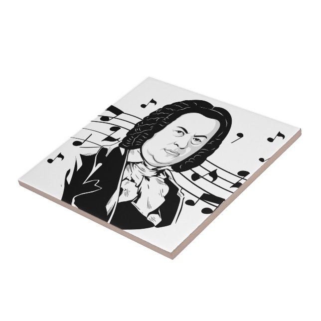 Johann Sebastian Bach Portrait / Büste mit Anmerku Fliese (Seite)