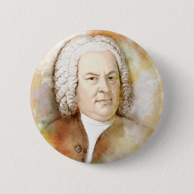 Johann Sebastian Bach Portrait in Beige Button (Vorderseite)