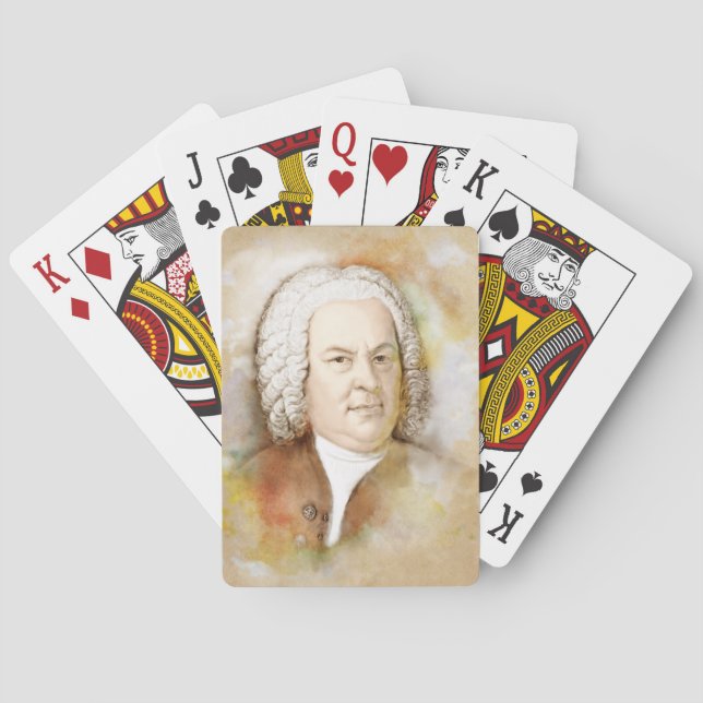 Johann Sebastian Bach Portrait in beige Spielkarten (Rückseite)