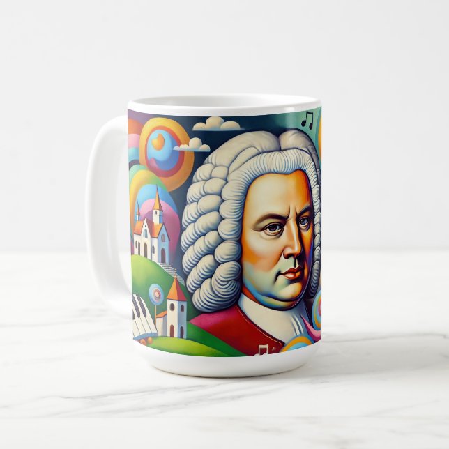 Johann Sebastian Bach: Portrait in einem modernen  Kaffeetasse (Vorderseite Links)