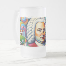 Johann Sebastian Bach: Portrait in einem modernen Mattglas Bierglas