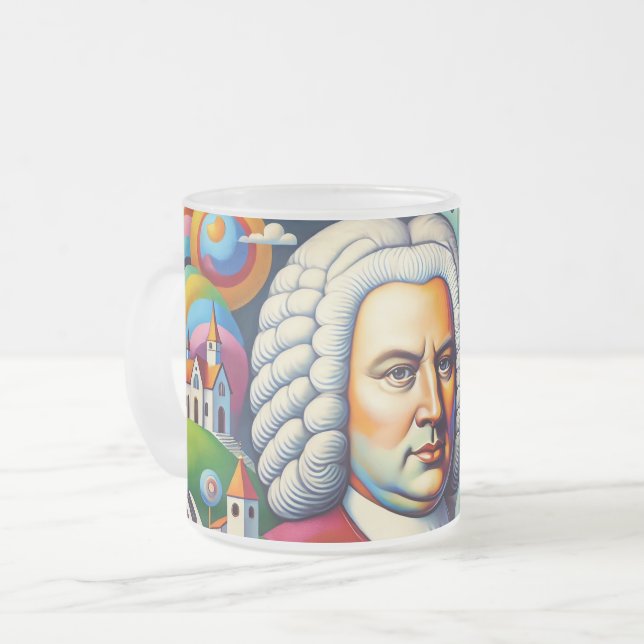 Johann Sebastian Bach: Portrait in einem modernen  Mattglastasse (Vorderseite Links)