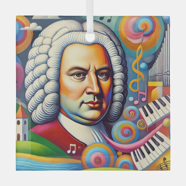 Johann Sebastian Bach Portrait Ornament Aus Glas (Vorderseite)