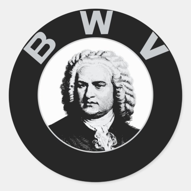 Johann Sebastian Bach Runder Aufkleber (Vorderseite)