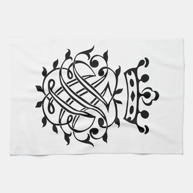 Johann Sebastian Bach Siegel Wappen Monogram Insig Geschirrtuch (Horizontal)