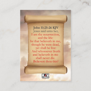 Johannes 11:25-26 KJV Karten