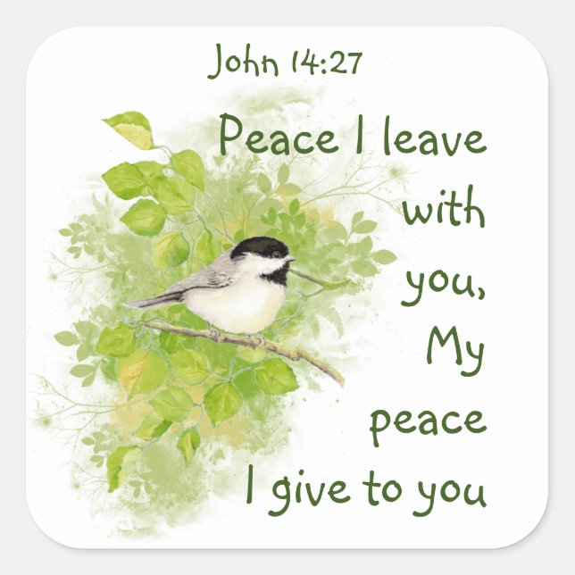 Johannes 14:27 Mein Friede, den ich mit dir verlie Quadratischer Aufkleber (Vorderseite)