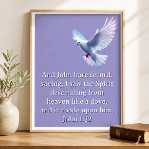 Johannes 1:32 Herabsteigende Taube Lila Christlich Poster