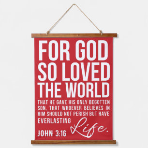 Johannes 3:16 Denn Gott liebte so die Welt Wandteppich Mit Holzrahmen