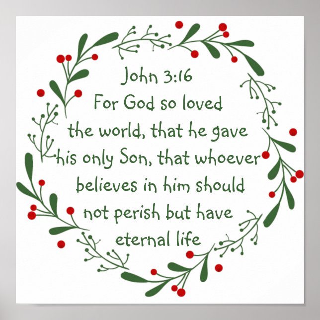 Johannes 3:16 Denn Gott liebte so die Welt Weihnac Poster (Vorne)