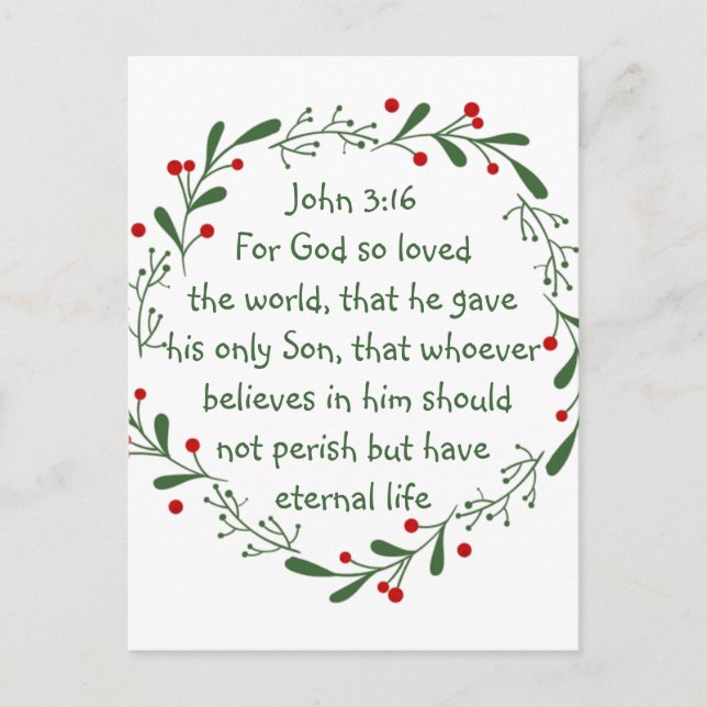 Johannes 3:16 Denn Gott liebte so die Welt Weihnac Postkarte (Vorderseite)