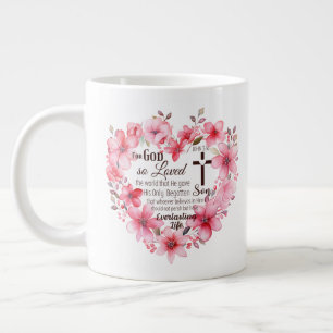 Johannes 3:16 Florales Herz Bibelvers Jumbo-Tasse