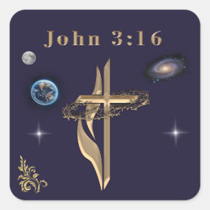 Johannes 3:16 quadratischer aufkleber
