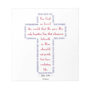 Johannes 3:16 Rot-Weiß-Blaues Kreuz Notizblock
