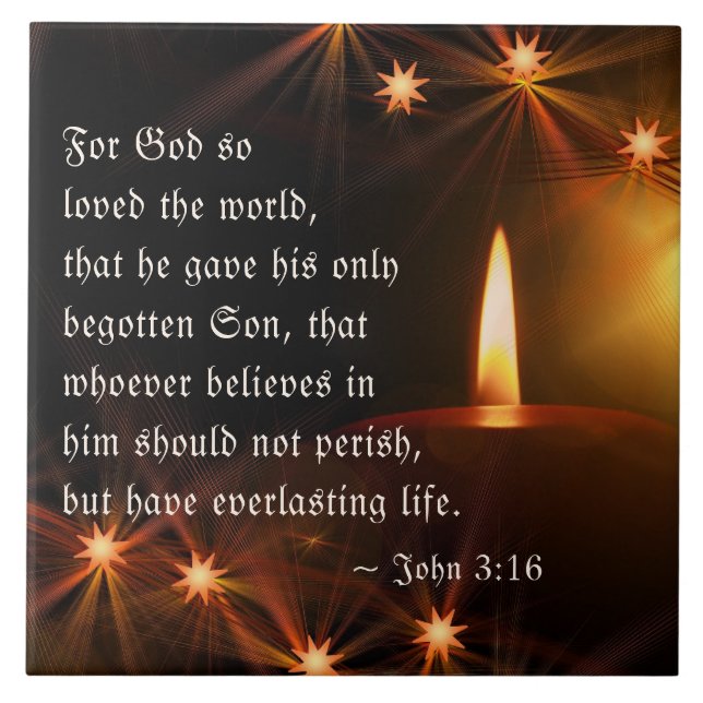 Johannes 3:16 So liebte Gott die Welt, die Schrift Fliese (Vorderseite)