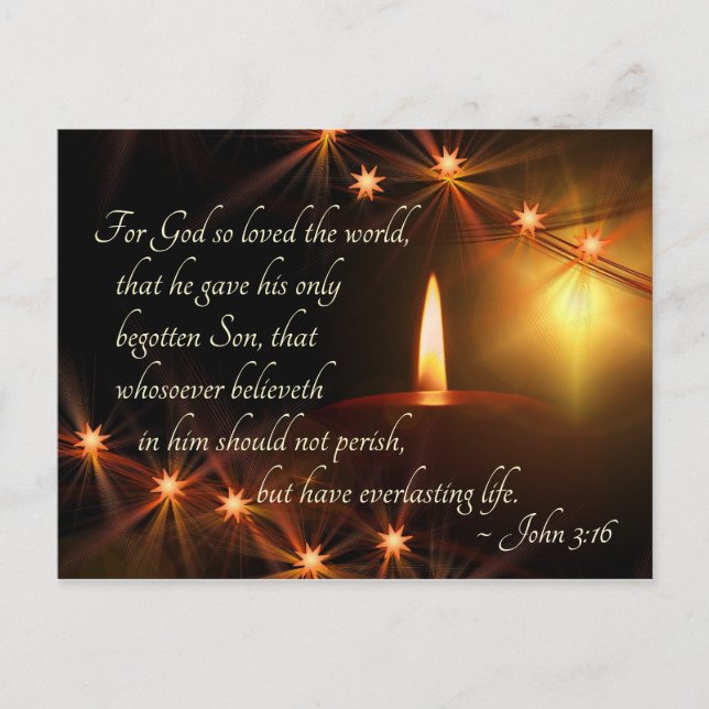Johannes 3:16 So liebte Gott die Welt, Weihnachtsk Postkarte (Vorderseite)
