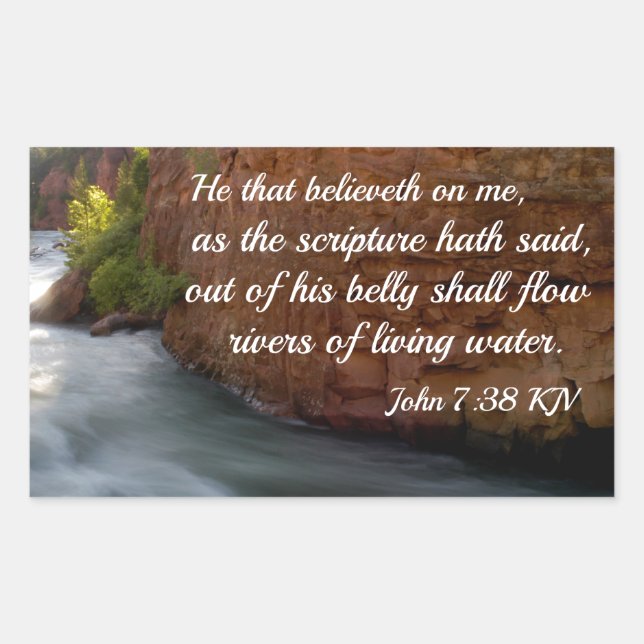 Johannes 7:38 Wer an mich glaubt Rechteckiger Aufkleber (Vorderseite)