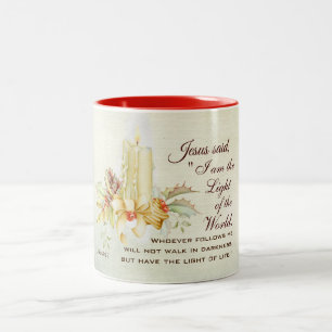 Johannes 8:12 Jesus sagte: Ich bin das Licht der W Zweifarbige Tasse