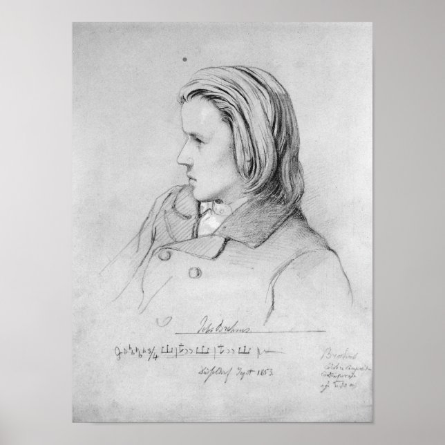 Johannes Brahms im Alter von zwanzig Jahren 1853 Poster (Vorne)