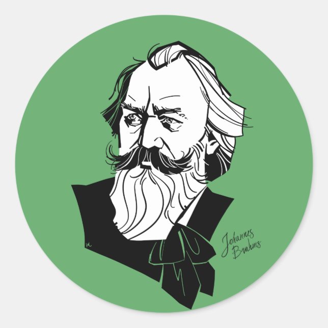 Johannes Brahms Runder Aufkleber (Vorderseite)