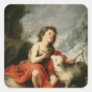 Johannes der Baptist als Kind, c.1665 Quadratischer Aufkleber