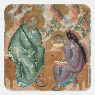 Johannes der Evangelist von Andrei Rublev Quadratischer Aufkleber