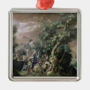 Johannes der predigende Baptist (Öl auf Leinwand) Silbernes Ornament