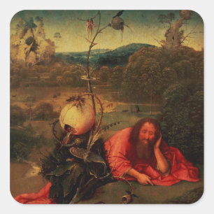 Johannes der Täufer in Meditation Quadratischer Aufkleber