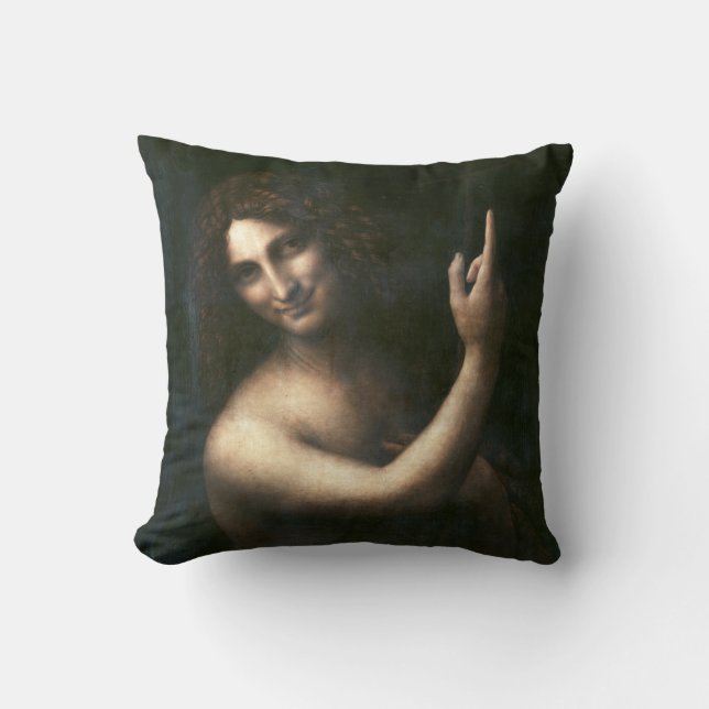Johannes der Täufer Leonardo da Vinci Kissen (Vorderseite)