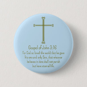 Johannes-Evangelium 3,16 Gold Kreuz Einfaches Hell Button